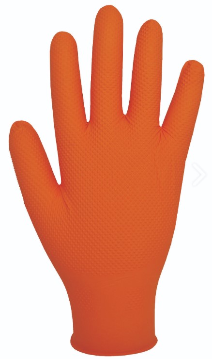 Finite Orange Diamond Grip Nitrile Glove Size Large PK 100